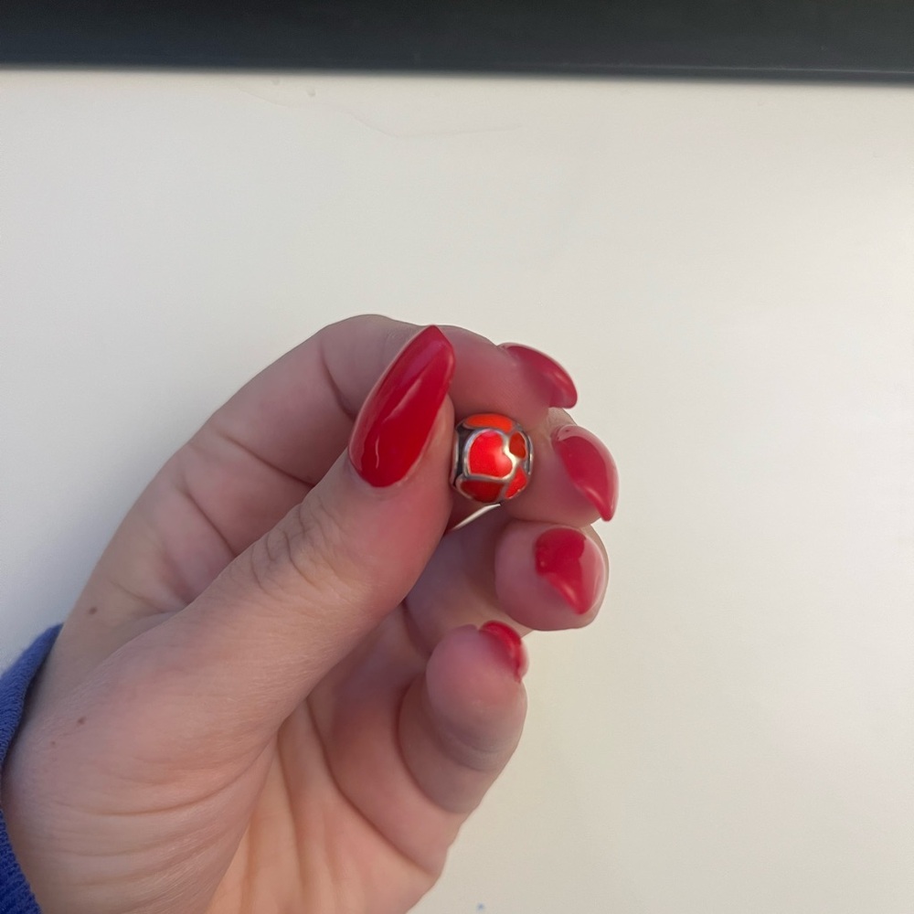 Pandora Red & Pink Silver Heart Charm (retired)
